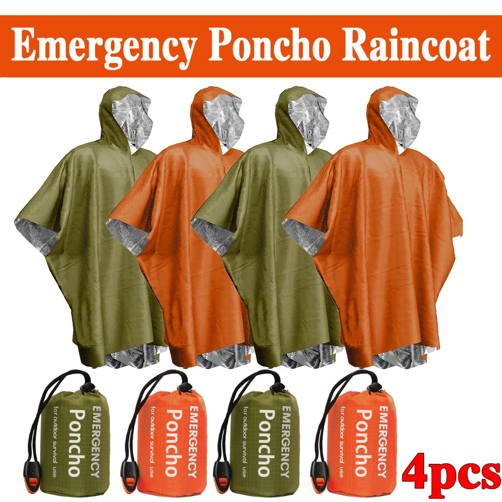 SurvivalPoncho Disposable Emergency Waterproof Rain Poncho