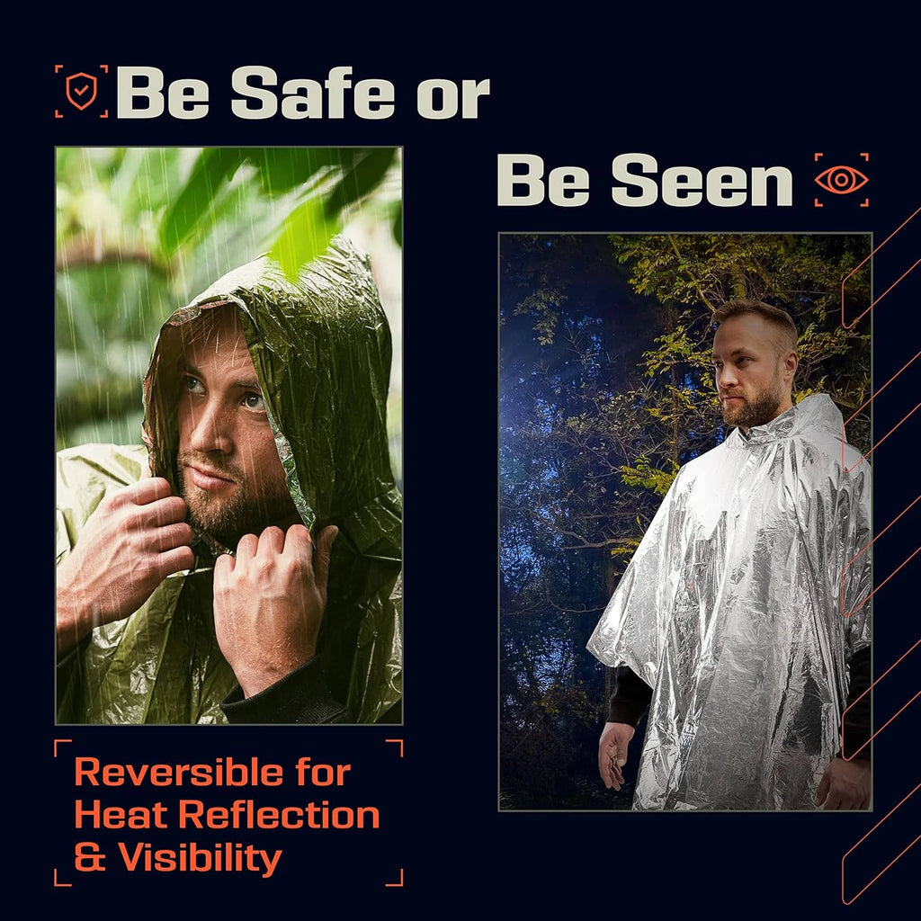 SurvivalPoncho Disposable Emergency Waterproof Rain Poncho