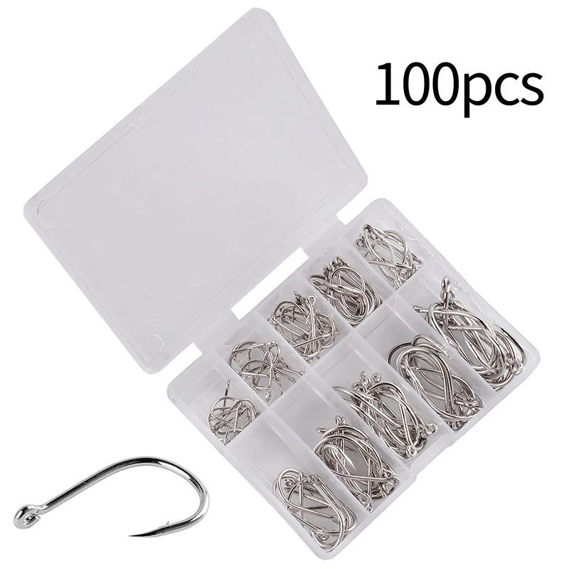 PrecisionHook 100-Pack Carbon Steel Fishing Hook Set