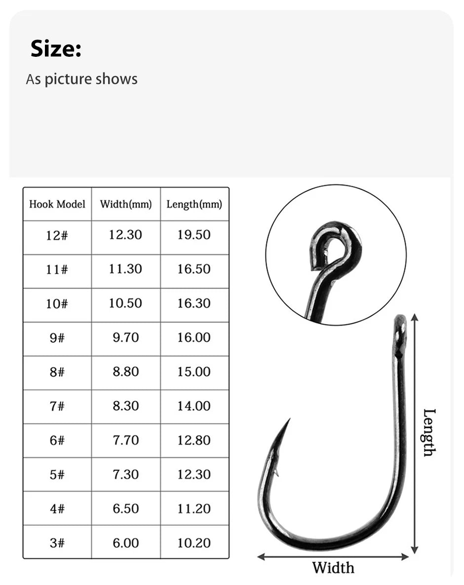 PrecisionHook 100-Pack Carbon Steel Fishing Hook Set