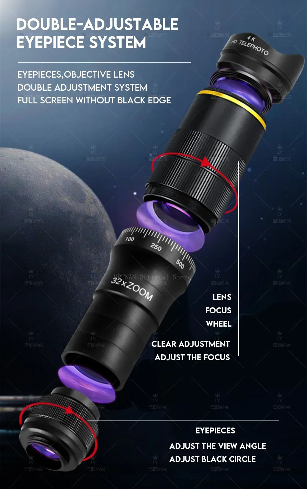 OpticVault 32x HD Monocular - Smartphone Camera Adapter