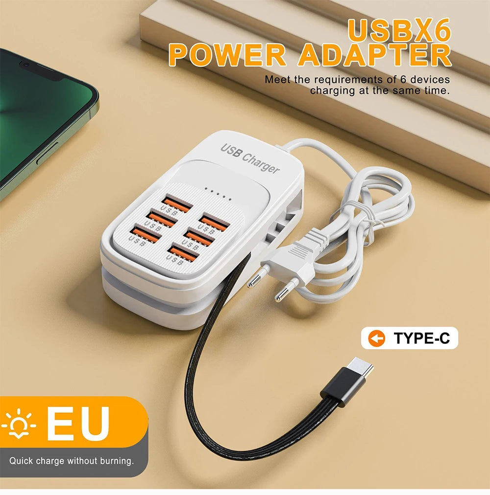 ChargeHub 6-in-1 USB Power Strip — 3PD Fast Charge