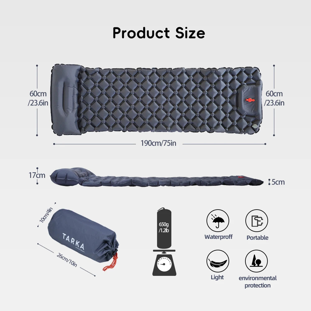 TrailRest Inflatable Camping Pad with Pillow
