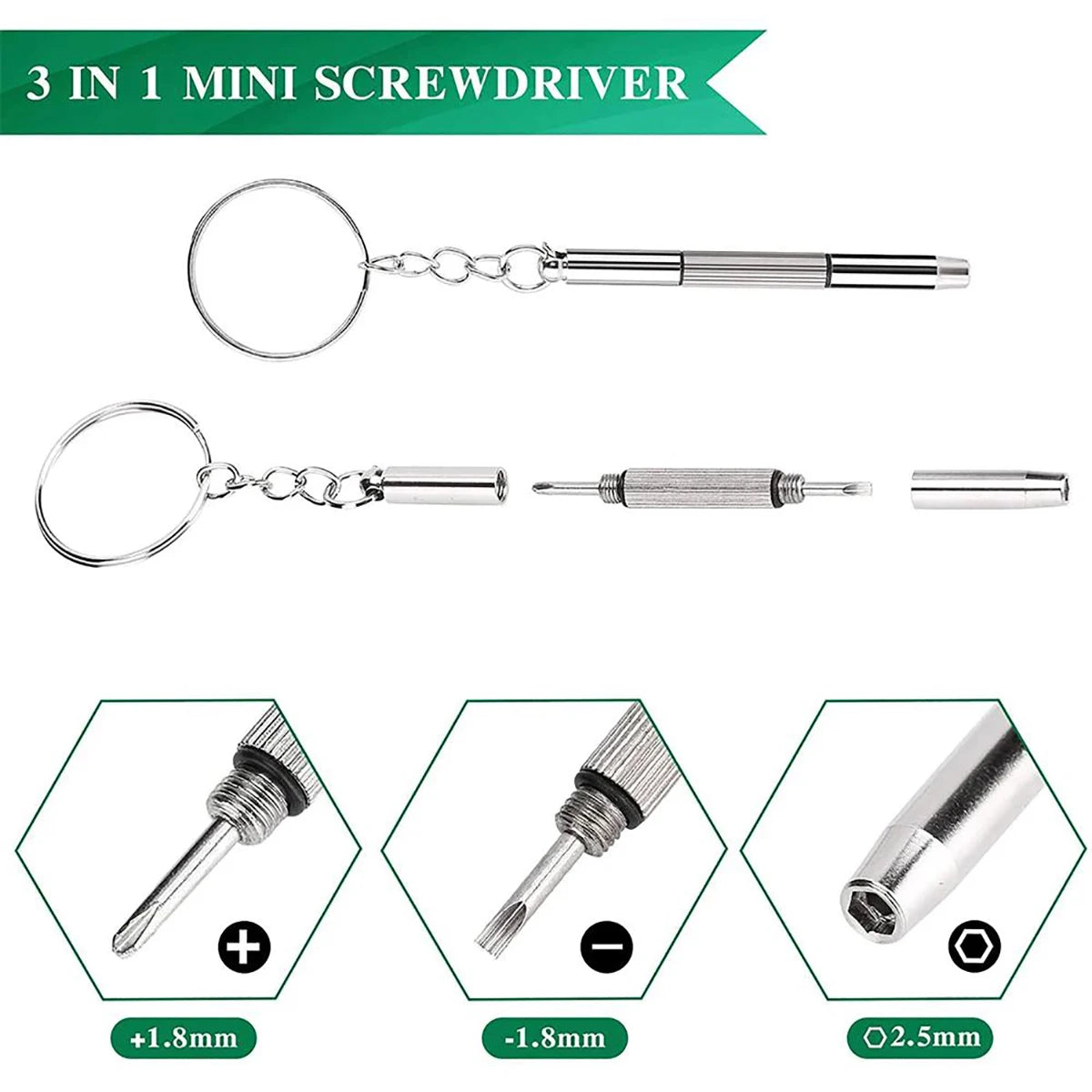 PocketFix 3-in-1 Precision Eyeglass Repair Screwdriver Kit
