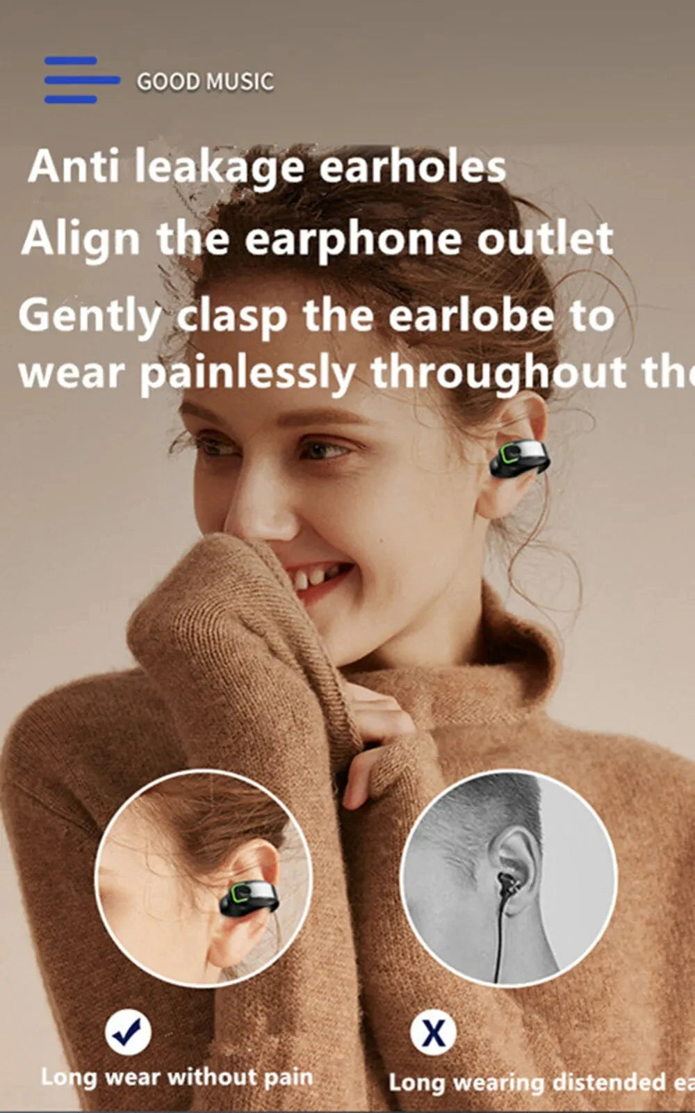 BoneClip Wireless Monaural Bone Conduction Earphone